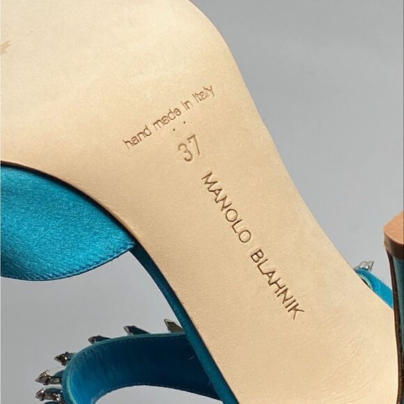 Manolo Blahnik Lurum 90 Embellished Satin Mules size 37 - Picture 13 of 13